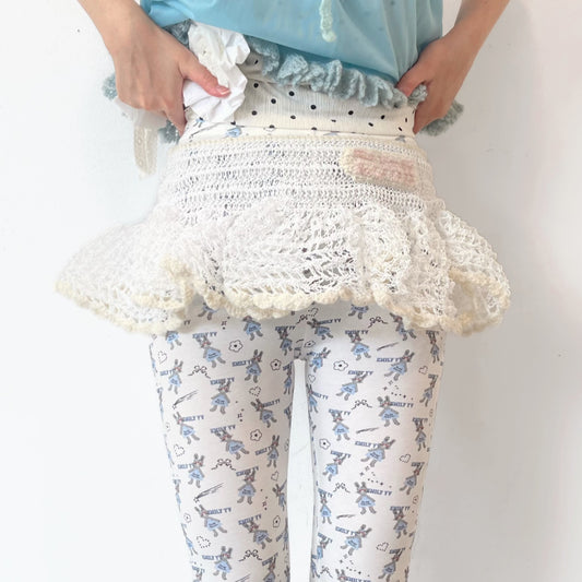 Plastic cord mimi gather skirt / white / コードミニスカート