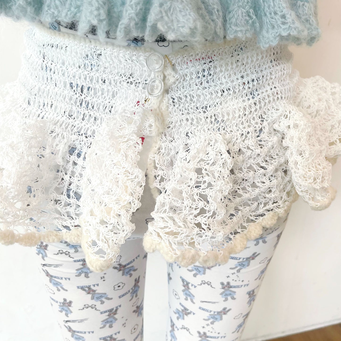 Plastic cord mimi gather skirt / white / コードミニスカート