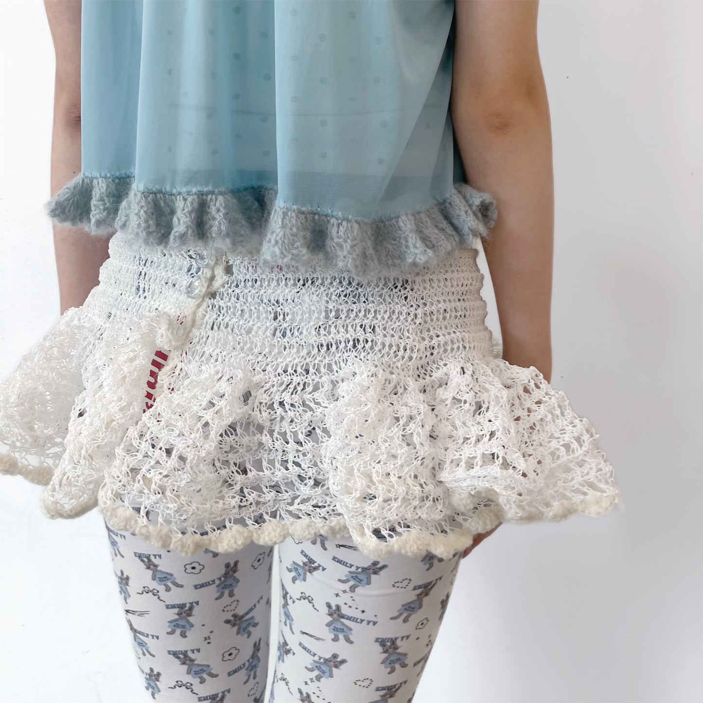 Plastic cord mimi gather skirt / white / コードミニスカート