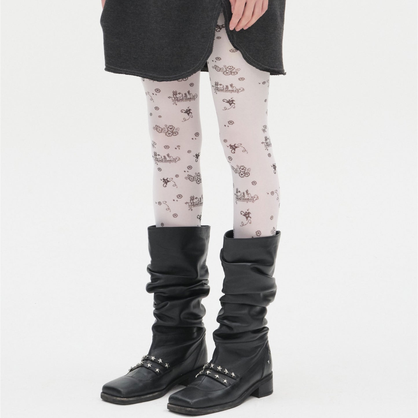 Scattered Print Tights / White / グラフィックタイツ