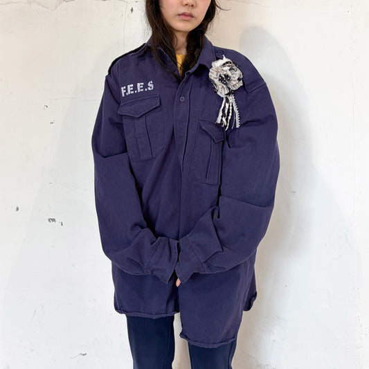 [F.E.E.S] boxy fatigue shirt / blue violet / ボックスシャツ