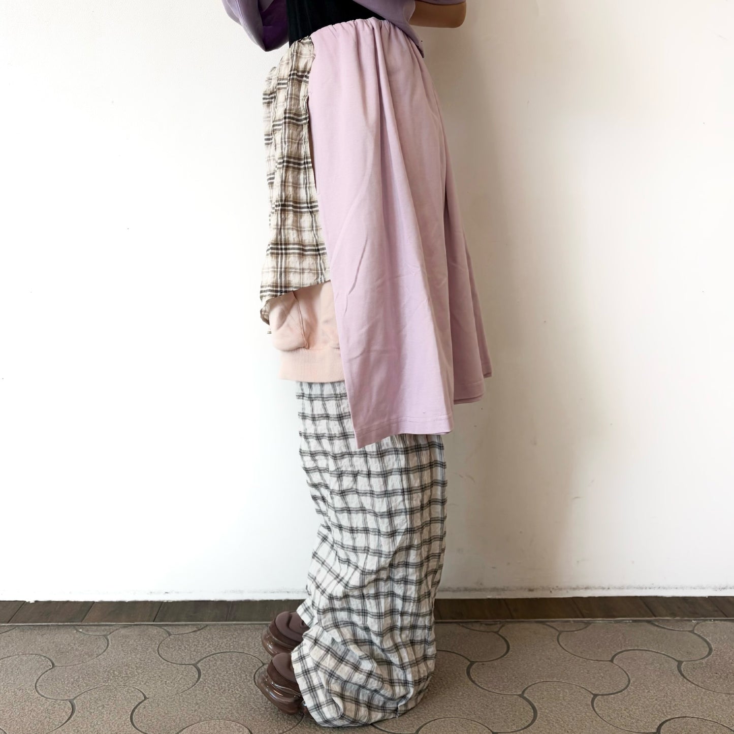 LAYERED PANTS / WHITE-BEIGE / レイヤードパンツ