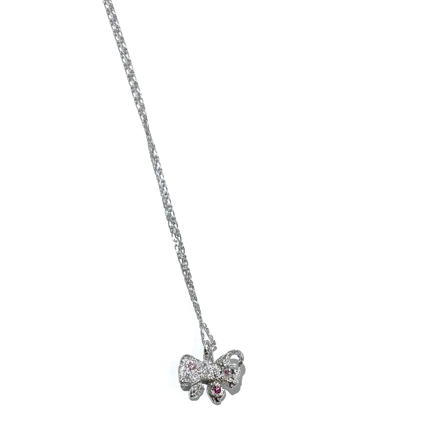 ribbon necklace / zirconia / リボンネックレス