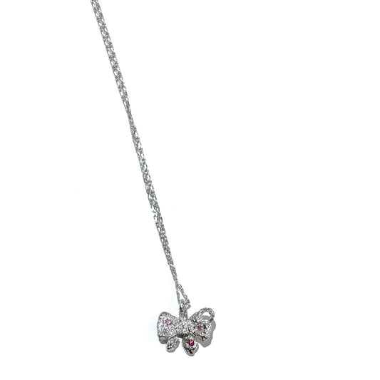 ribbon necklace / zirconia / リボンネックレス