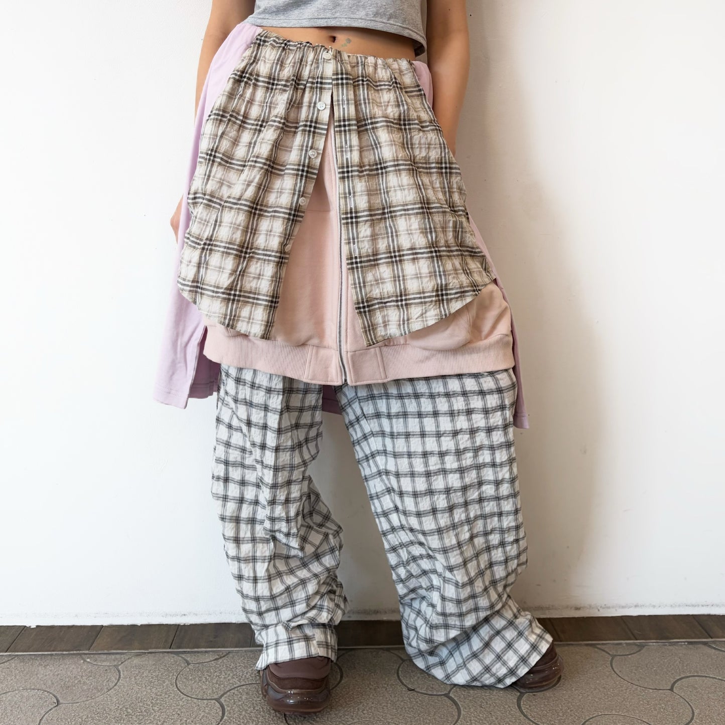 LAYERED PANTS / WHITE-BEIGE / レイヤードパンツ