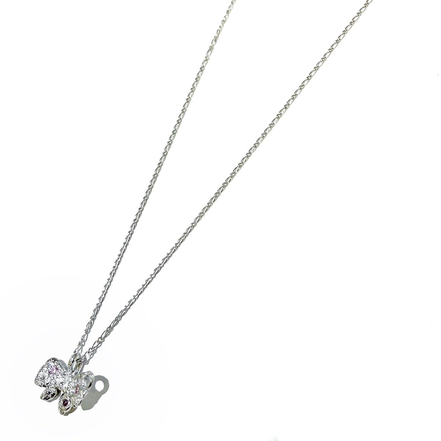 ribbon necklace / zirconia / リボンネックレス