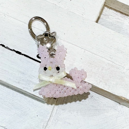 Baby Pink Rabbit Key Ring / うさぎのビーズキーリング