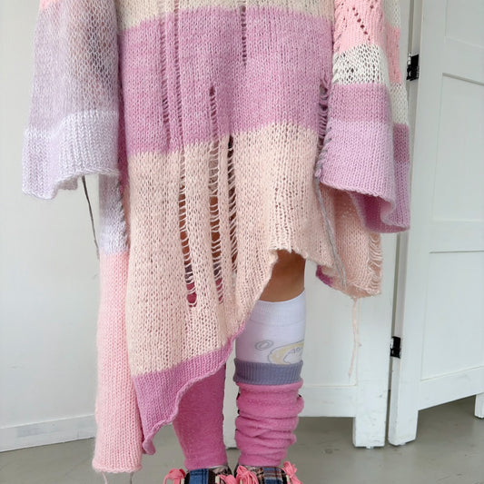 Knit long jumper / Pink / ニットドレス