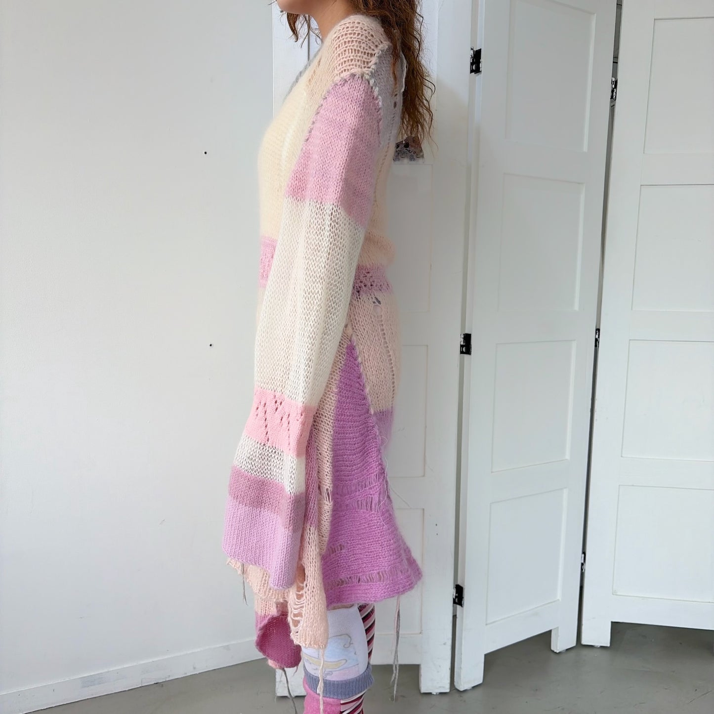 Knit long jumper / Pink / ニットドレス
