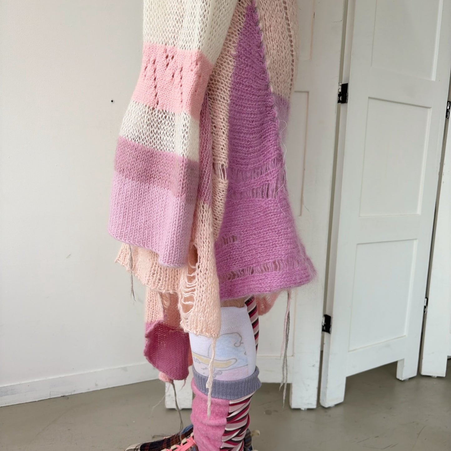 Knit long jumper / Pink / ニットドレス