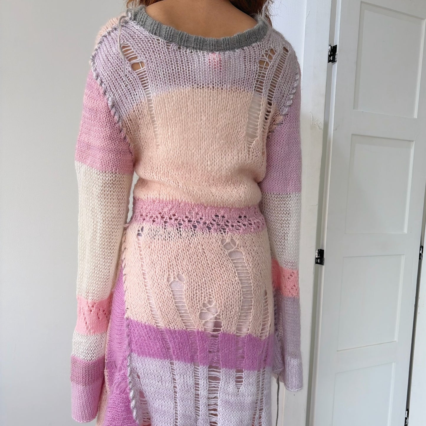 Knit long jumper / Pink / ニットドレス