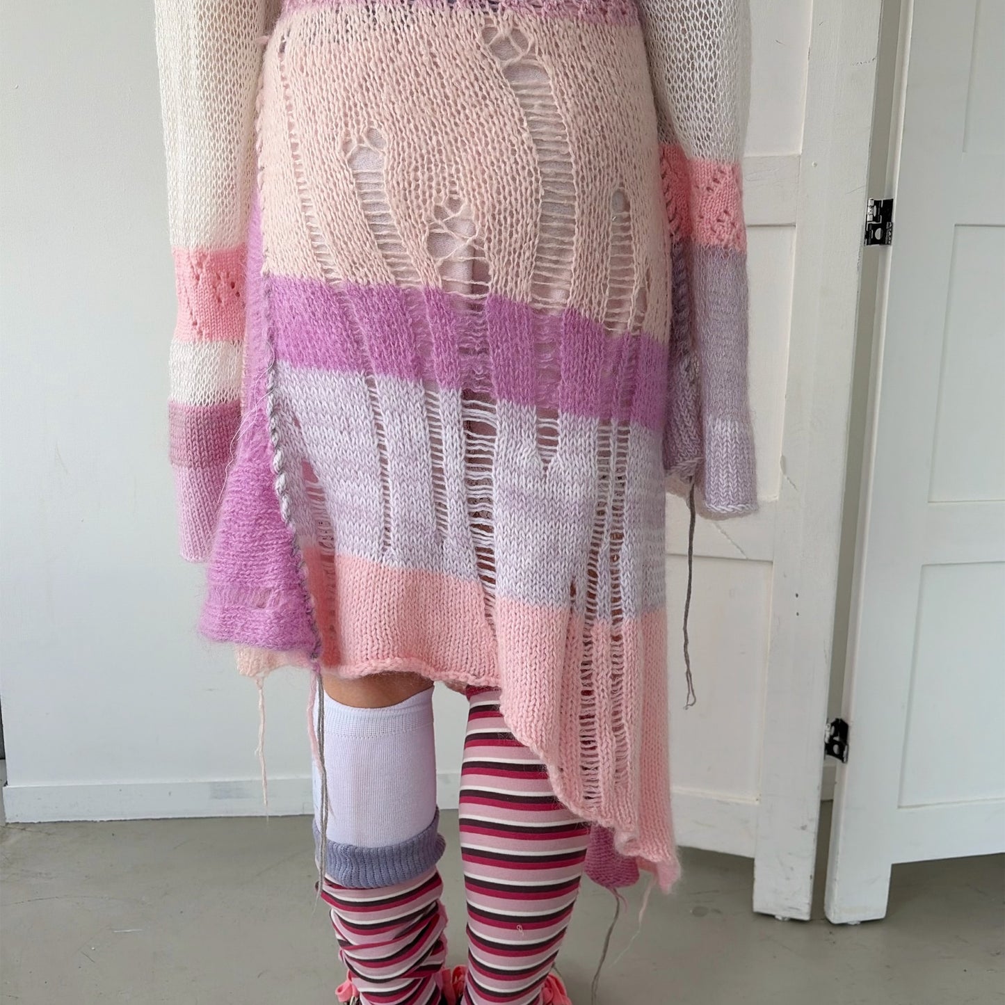 Knit long jumper / Pink / ニットドレス