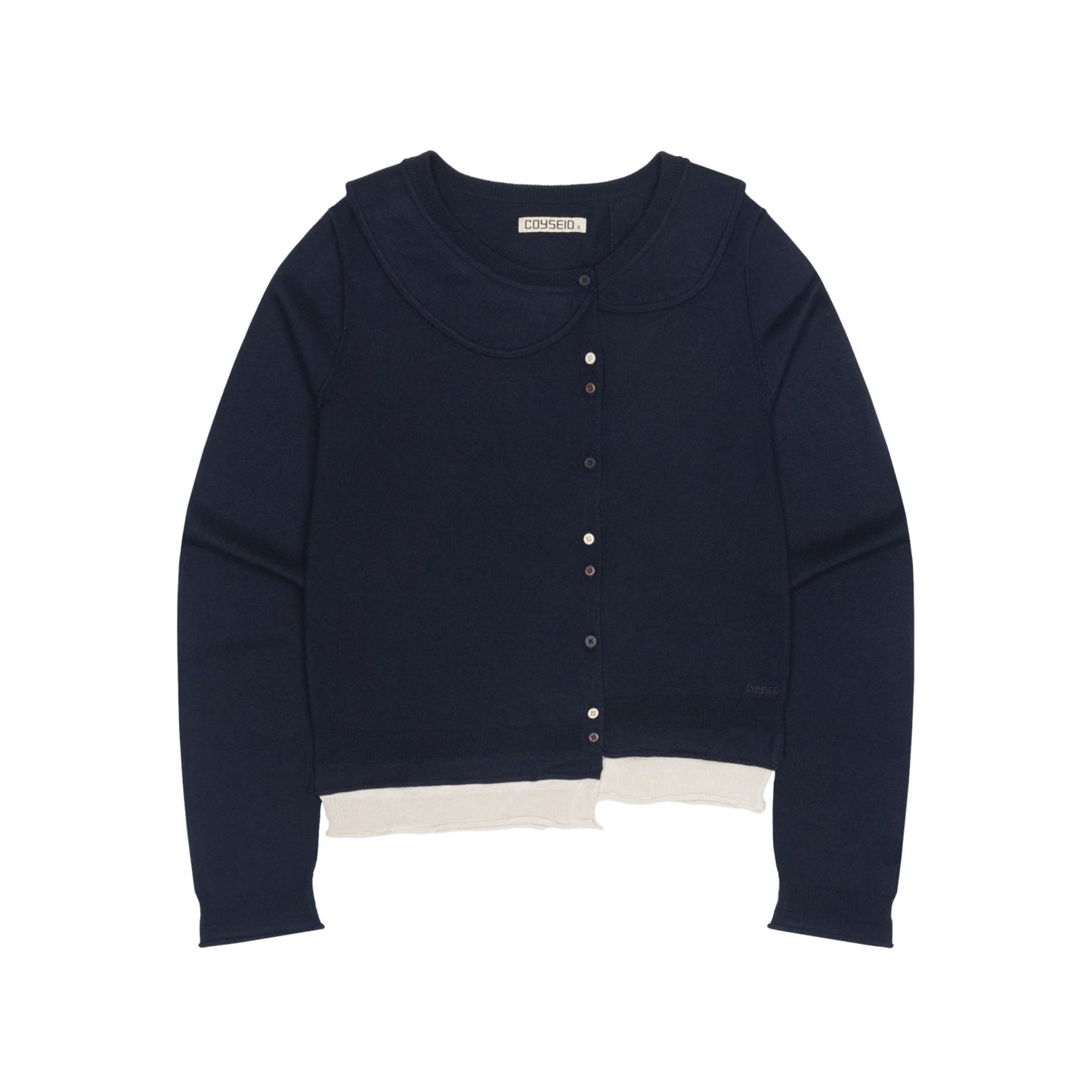 ROUND COLLAR KNIT CARDIGAN / NAVY / ラウンドカラーニットカーディガン