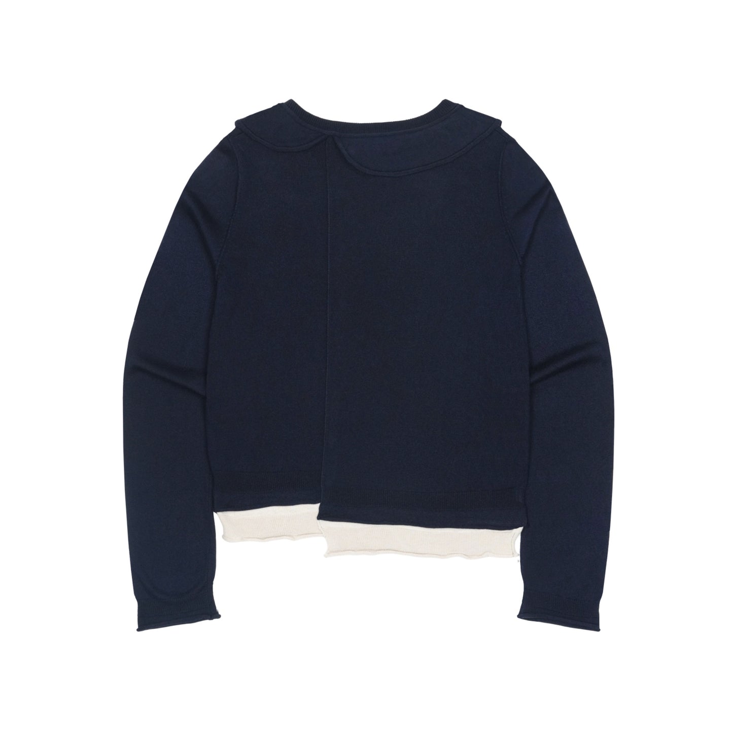 ROUND COLLAR KNIT CARDIGAN / NAVY / ラウンドカラーニットカーディガン