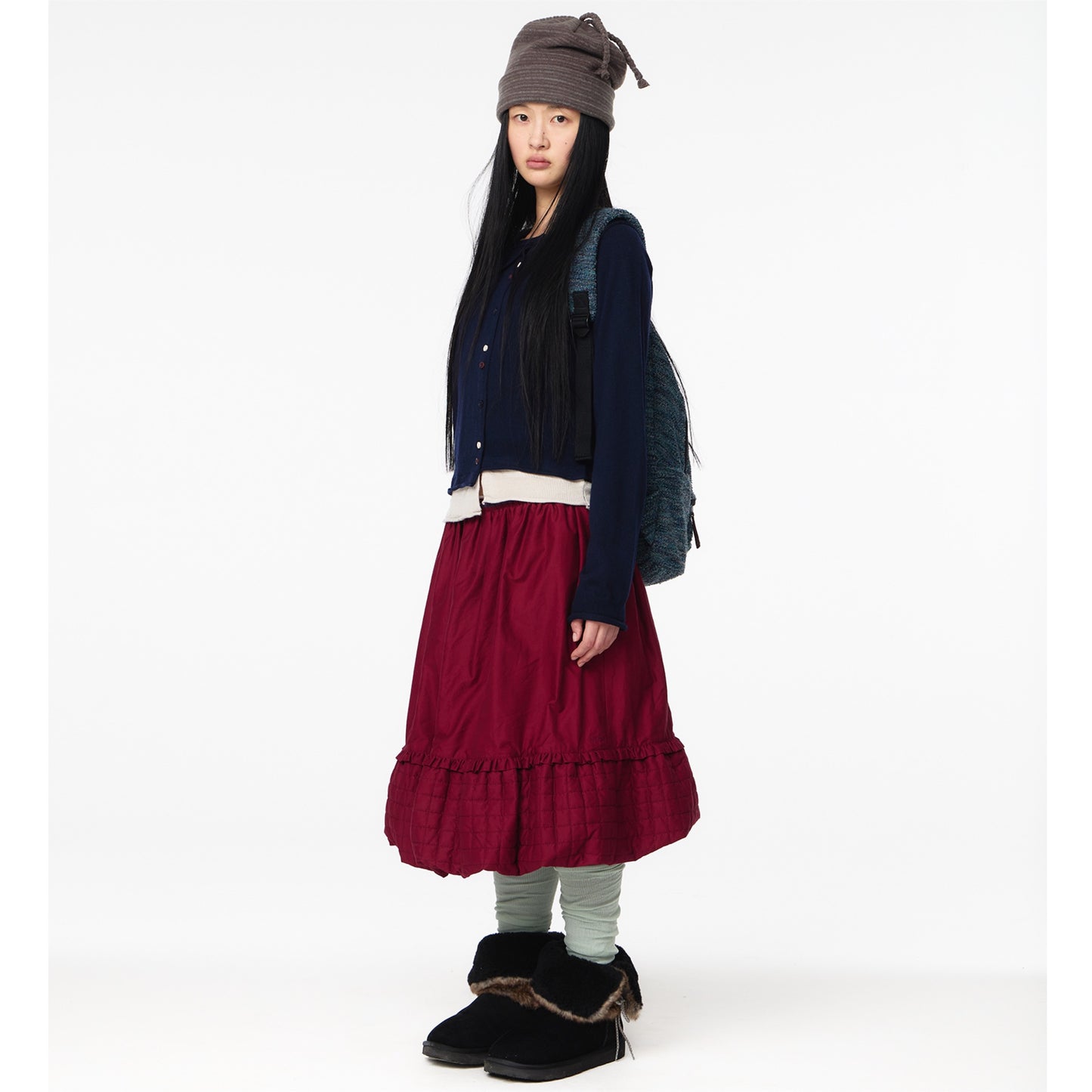 ROUND COLLAR KNIT CARDIGAN / NAVY / ラウンドカラーニットカーディガン