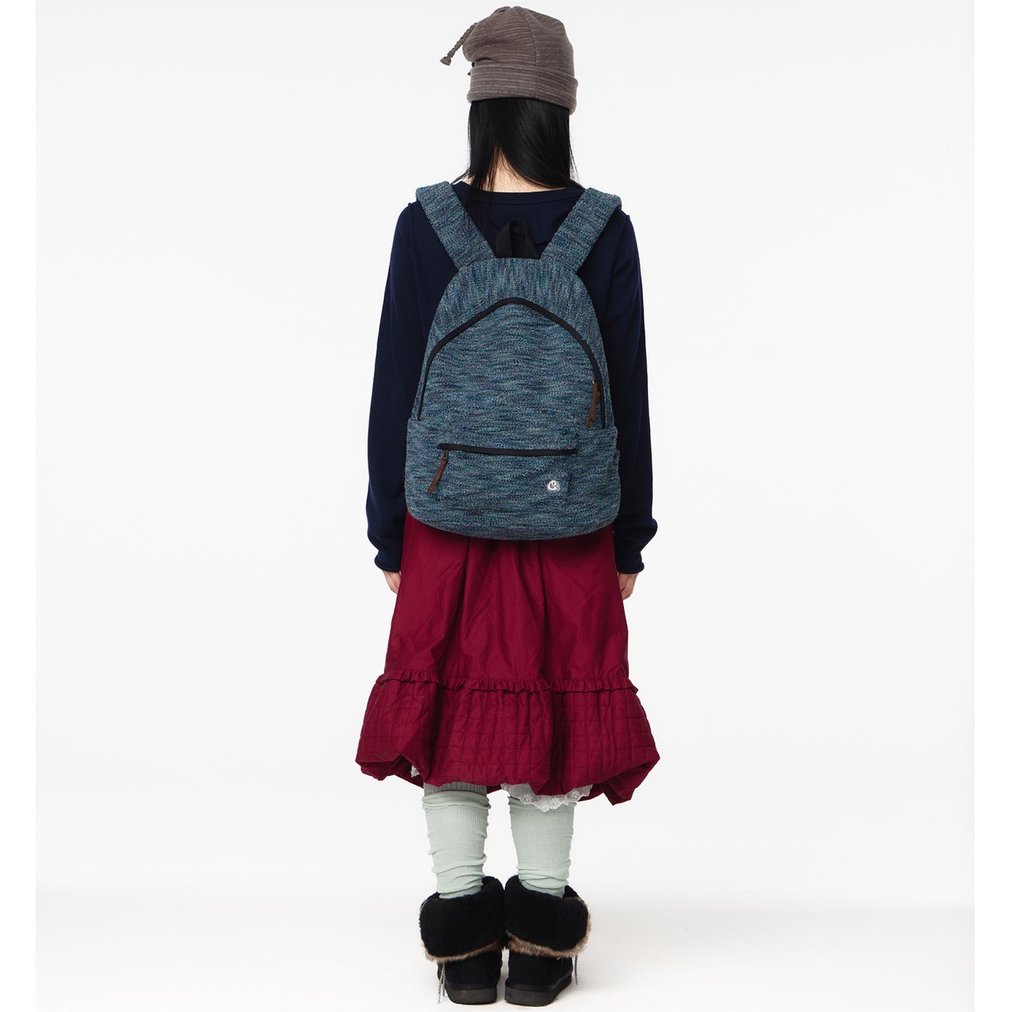 ROUND COLLAR KNIT CARDIGAN / NAVY / ラウンドカラーニットカーディガン