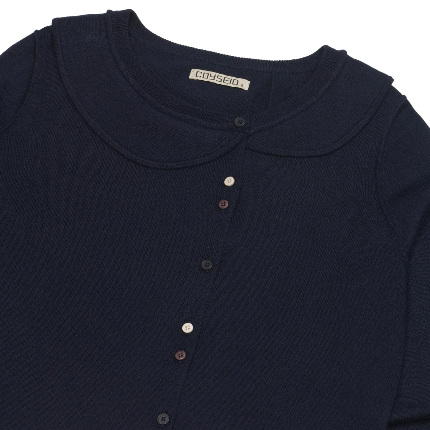 ROUND COLLAR KNIT CARDIGAN / NAVY / ラウンドカラーニットカーディガン