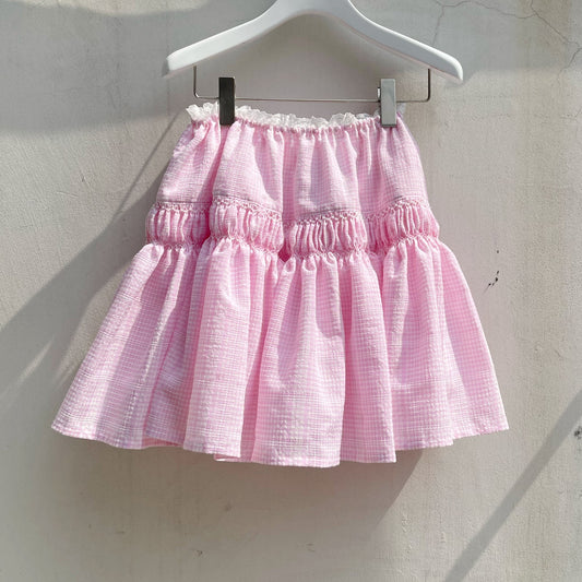 Embroidery skirt / Pink / チェックスカート