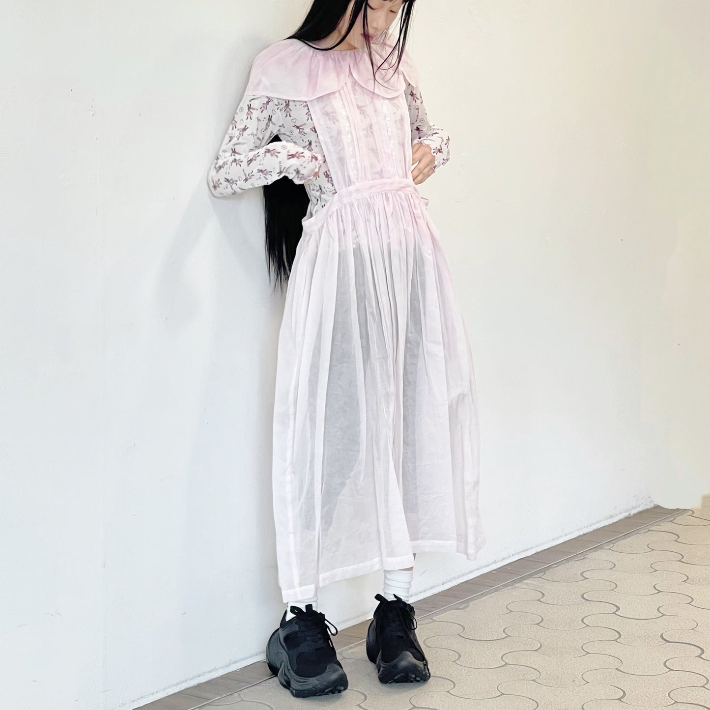 Sheer Cotton Dress / Pastel Pink / シアーコットンドレス