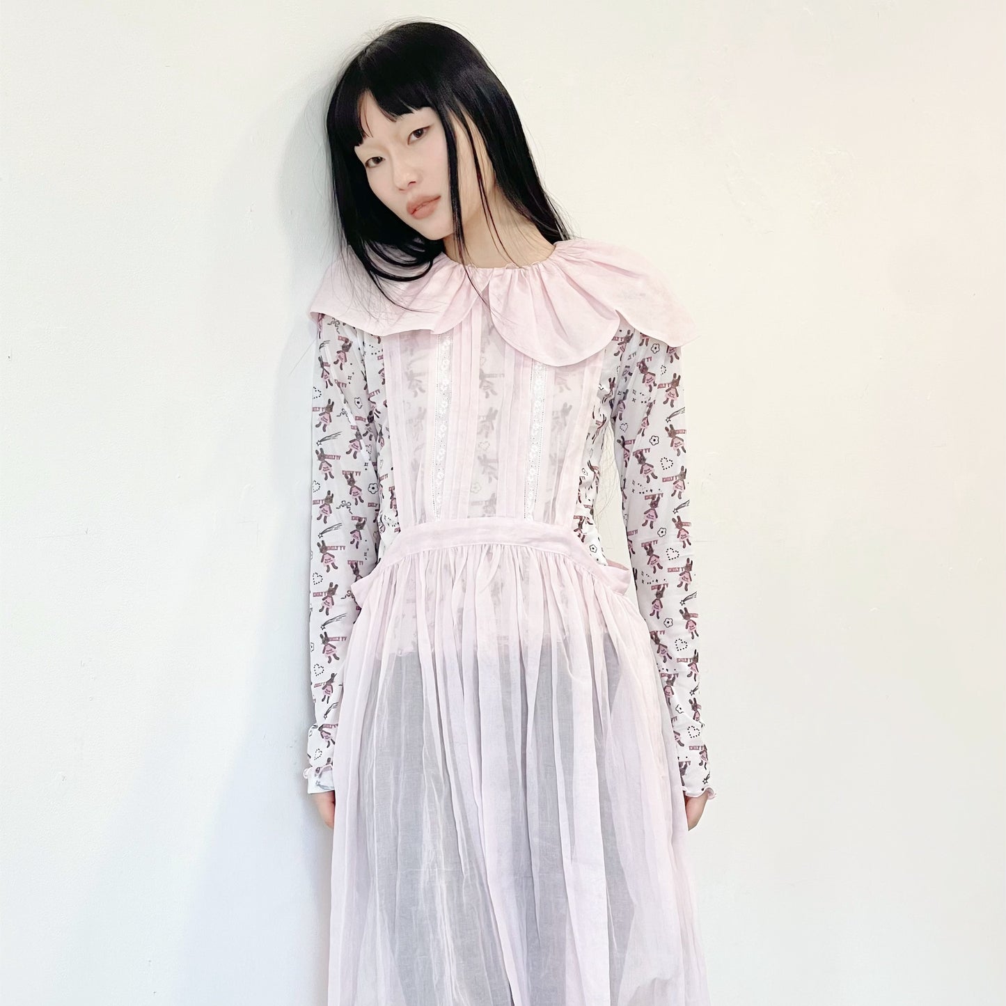 Sheer Cotton Dress / Pastel Pink / シアーコットンドレス