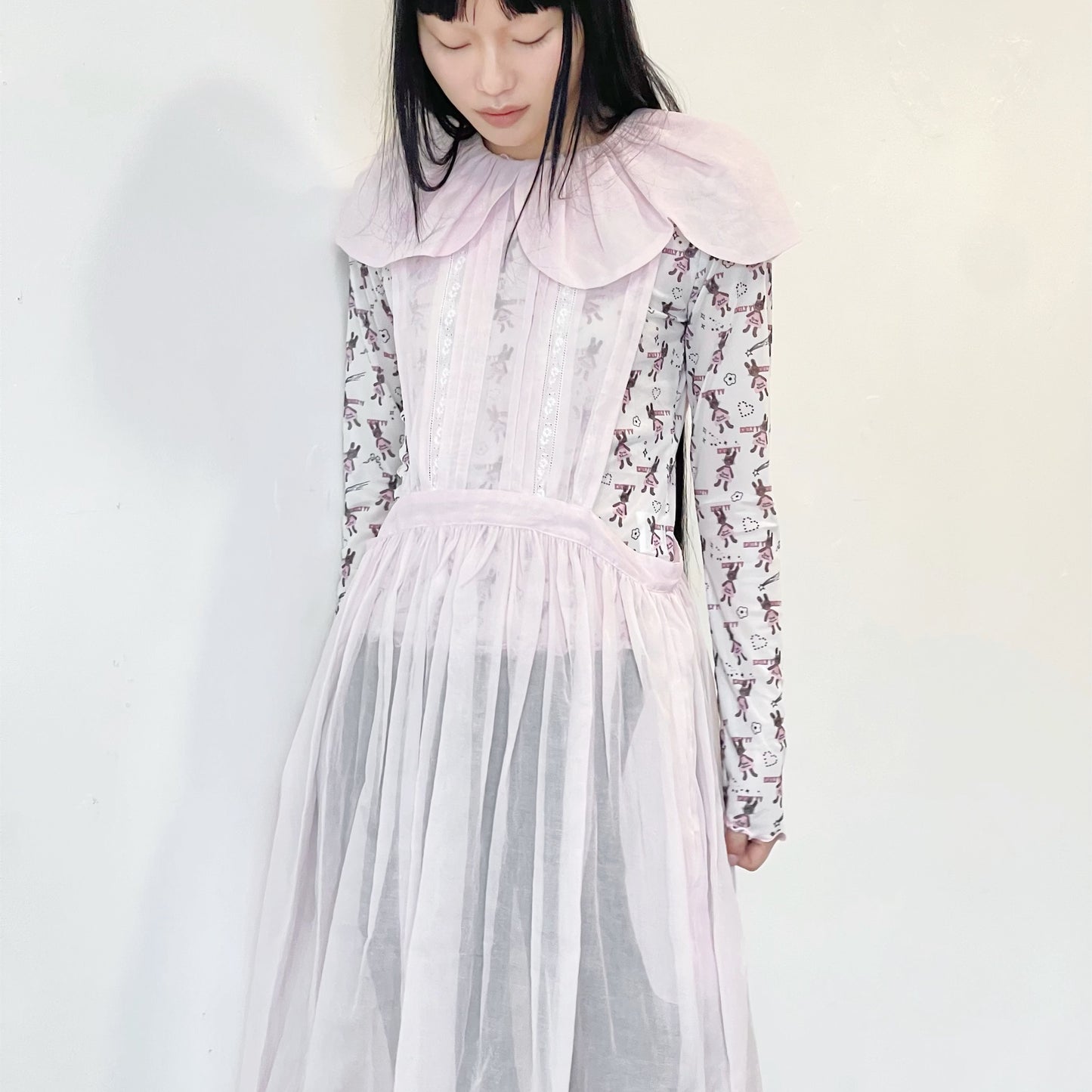 Sheer Cotton Dress / Pastel Pink / シアーコットンドレス