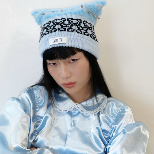 Teddy bear beanie / Blue / テディベアビーニー