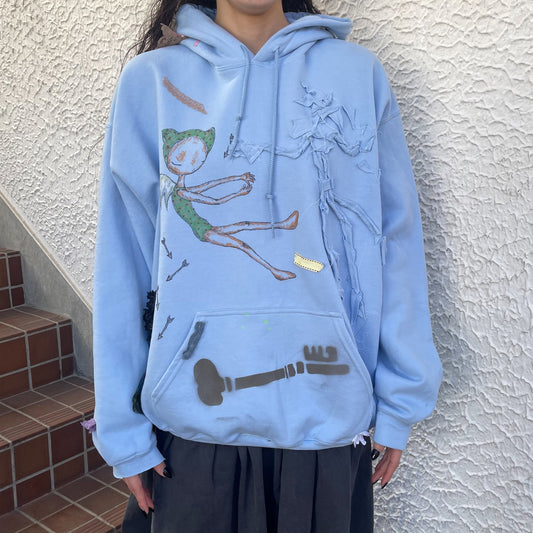 trust teji x TONII MONDO collabolation ★ Bond hoodie / Blue / ボンドフーディー