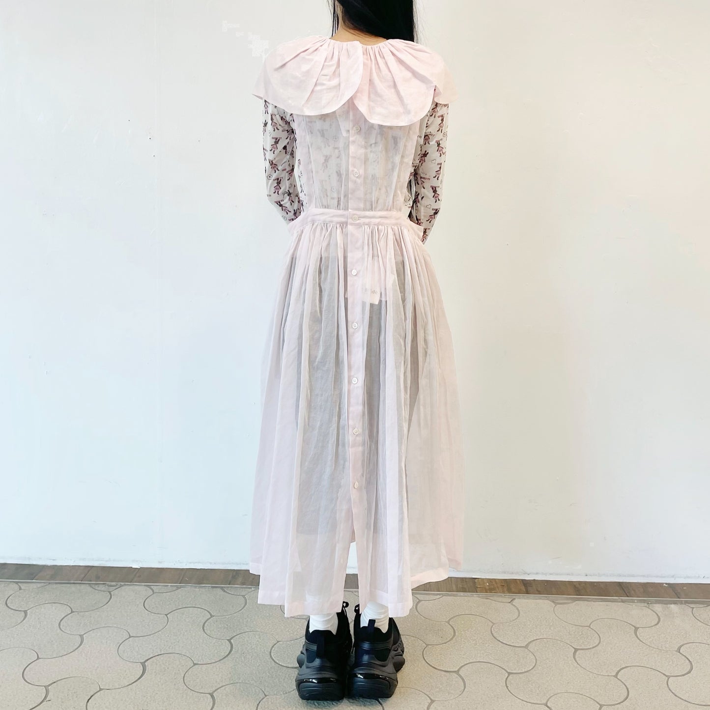 Sheer Cotton Dress / Pastel Pink / シアーコットンドレス