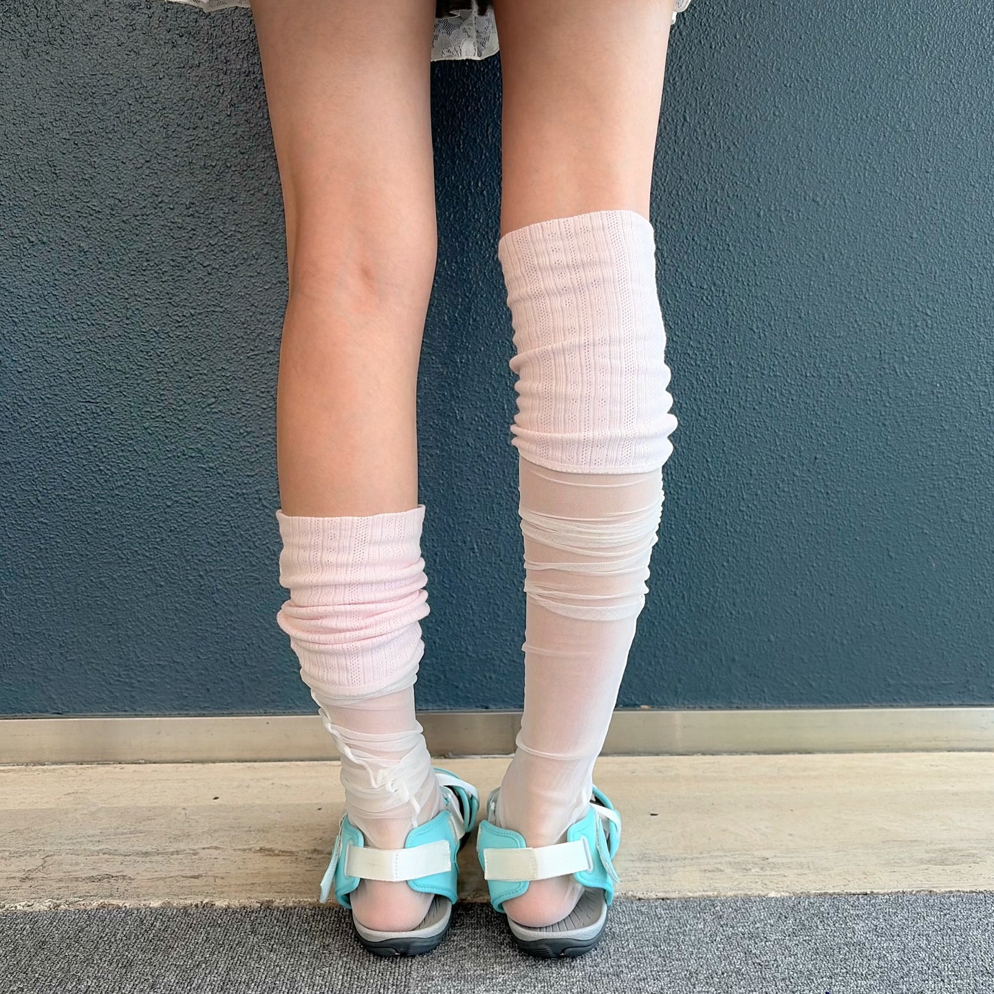 [fe.3] haze layer socks / pink / シースルーソックス