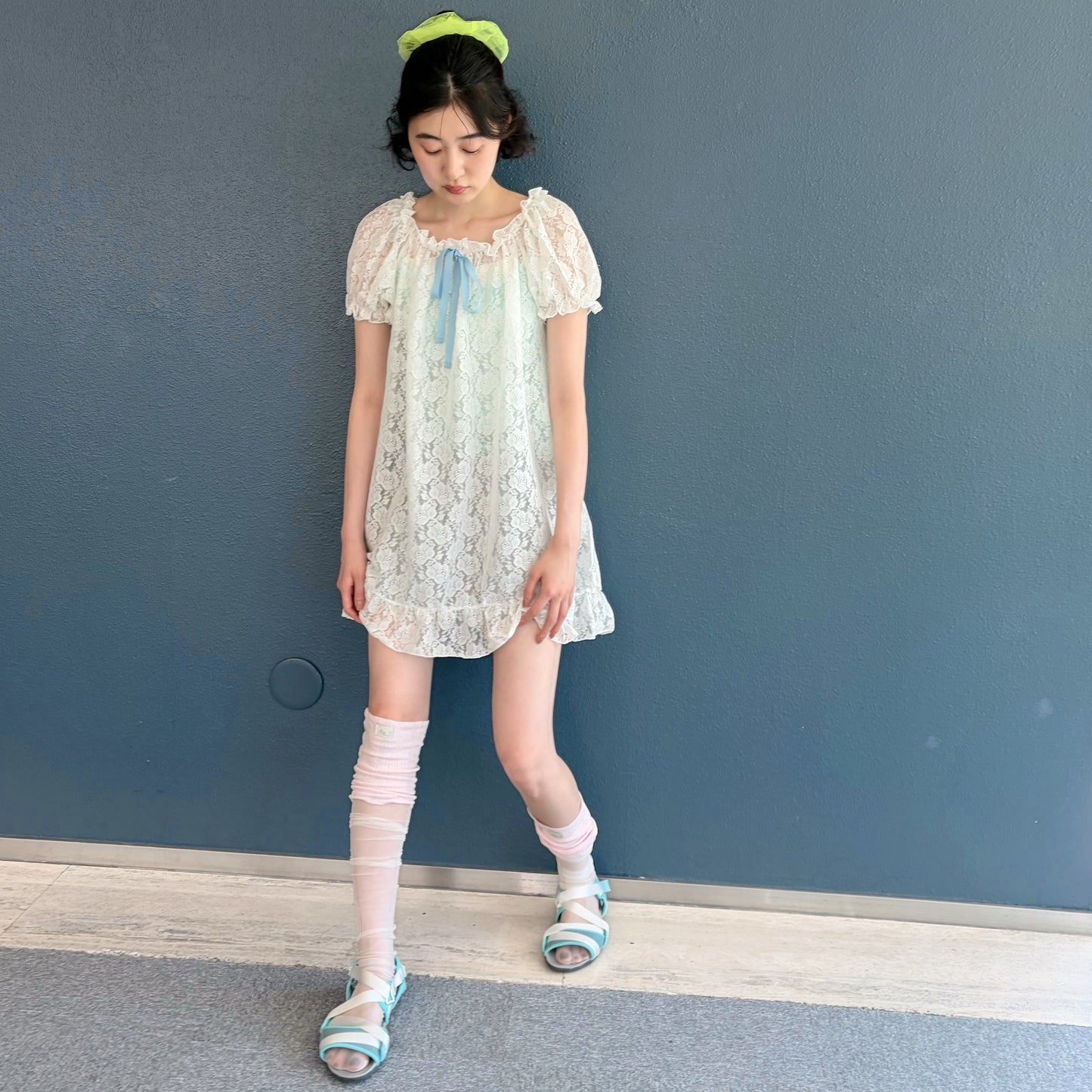 [fe.3] haze layer socks / pink / シースルーソックス