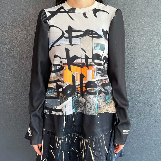 PRINT RIB PUFF SLEEVE CUT & SEW / TAGGING / プリントリブパフスリーブカットソー