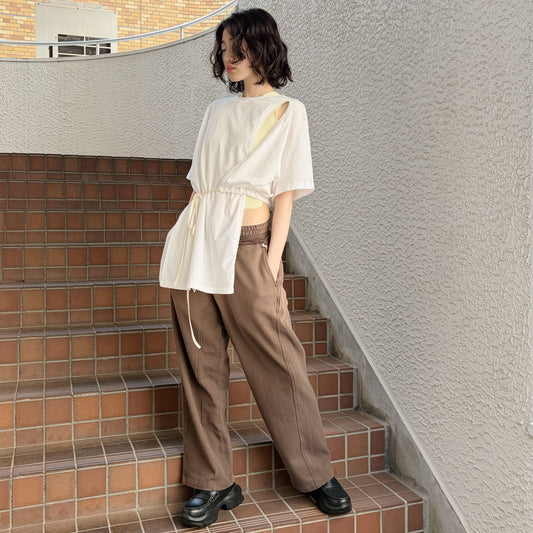 Bleach waves long pants / DUST BROWN / ブリーチスウェットパンツ