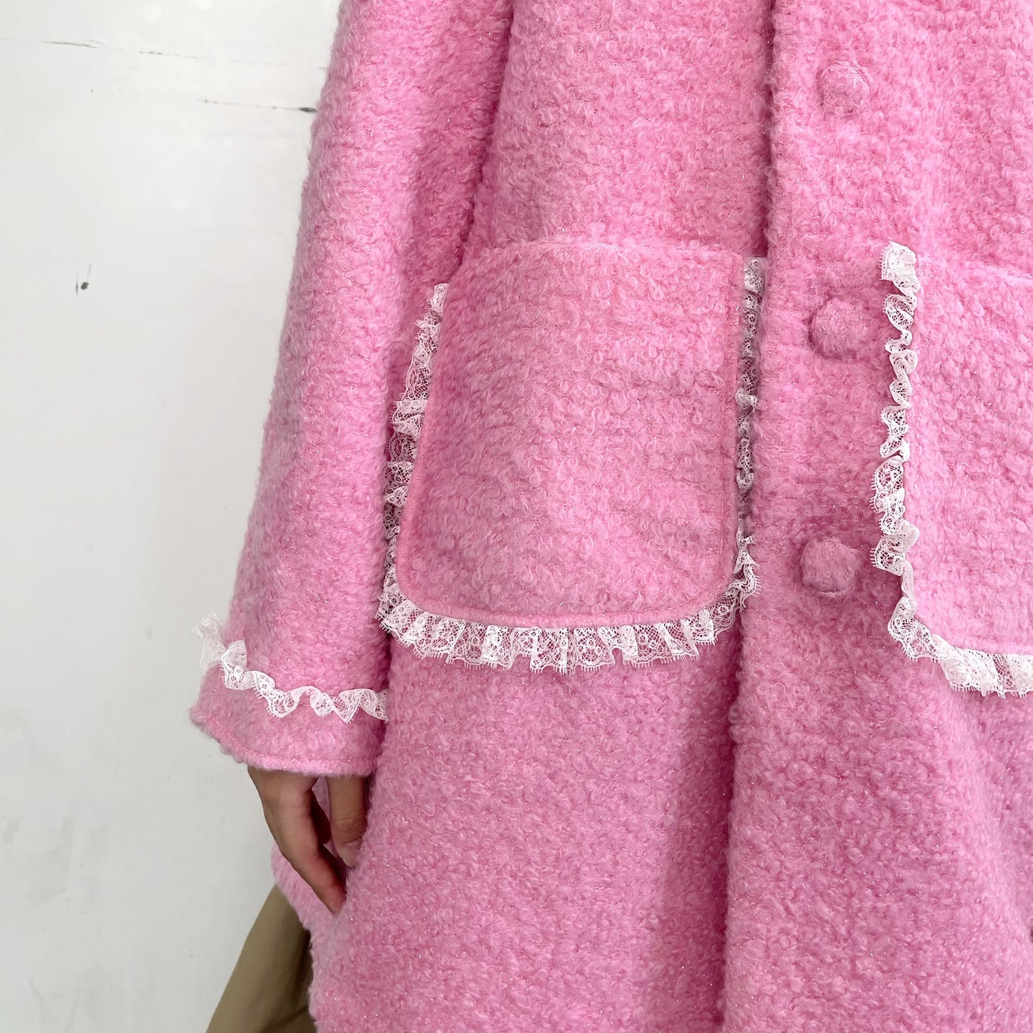 Ribbon long coat / Pink / リボンロングコート