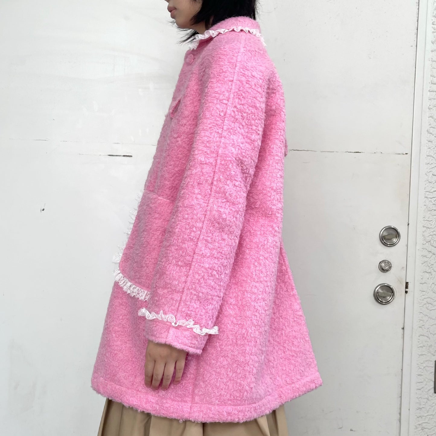 Ribbon long coat / Pink / リボンロングコート