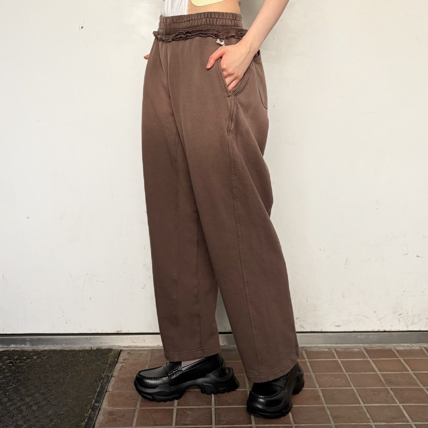 Bleach waves long pants / DUST BROWN / ブリーチスウェットパンツ