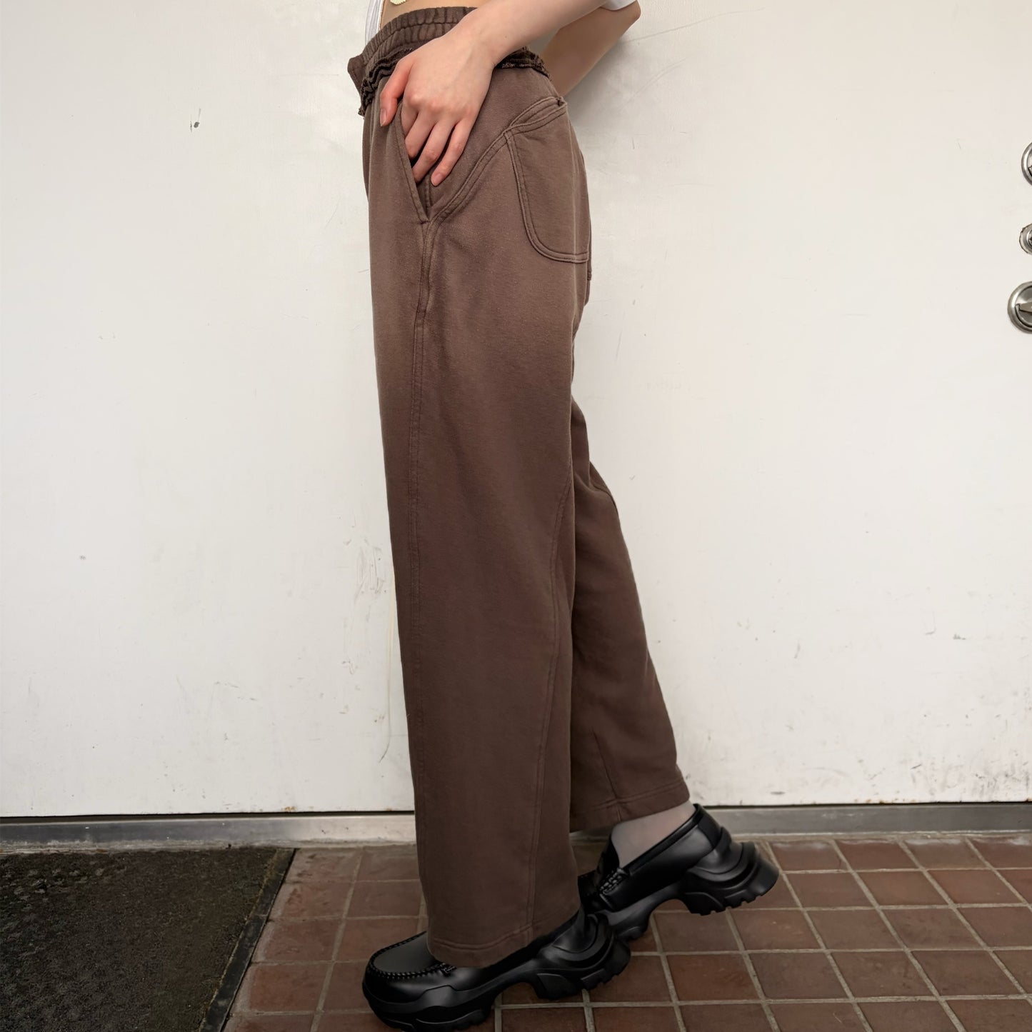 Bleach waves long pants / DUST BROWN / ブリーチスウェットパンツ