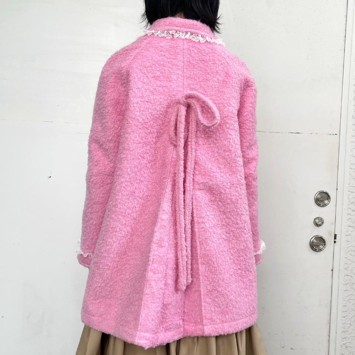 Ribbon long coat / Pink / リボンロングコート