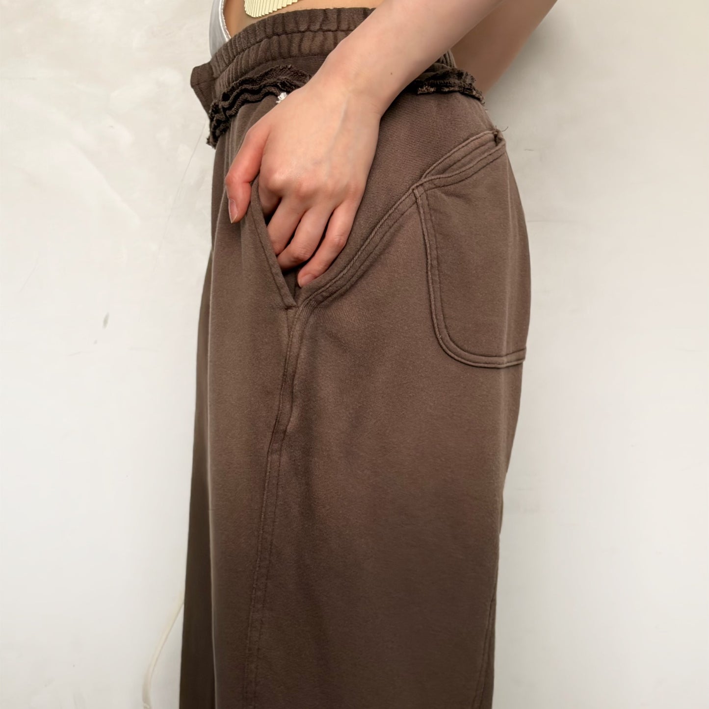 Bleach waves long pants / DUST BROWN / ブリーチスウェットパンツ