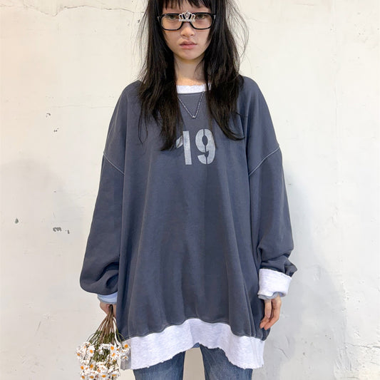 [F.E.E.S] number boxy MTM / navy / オーバーサイズスウェット
