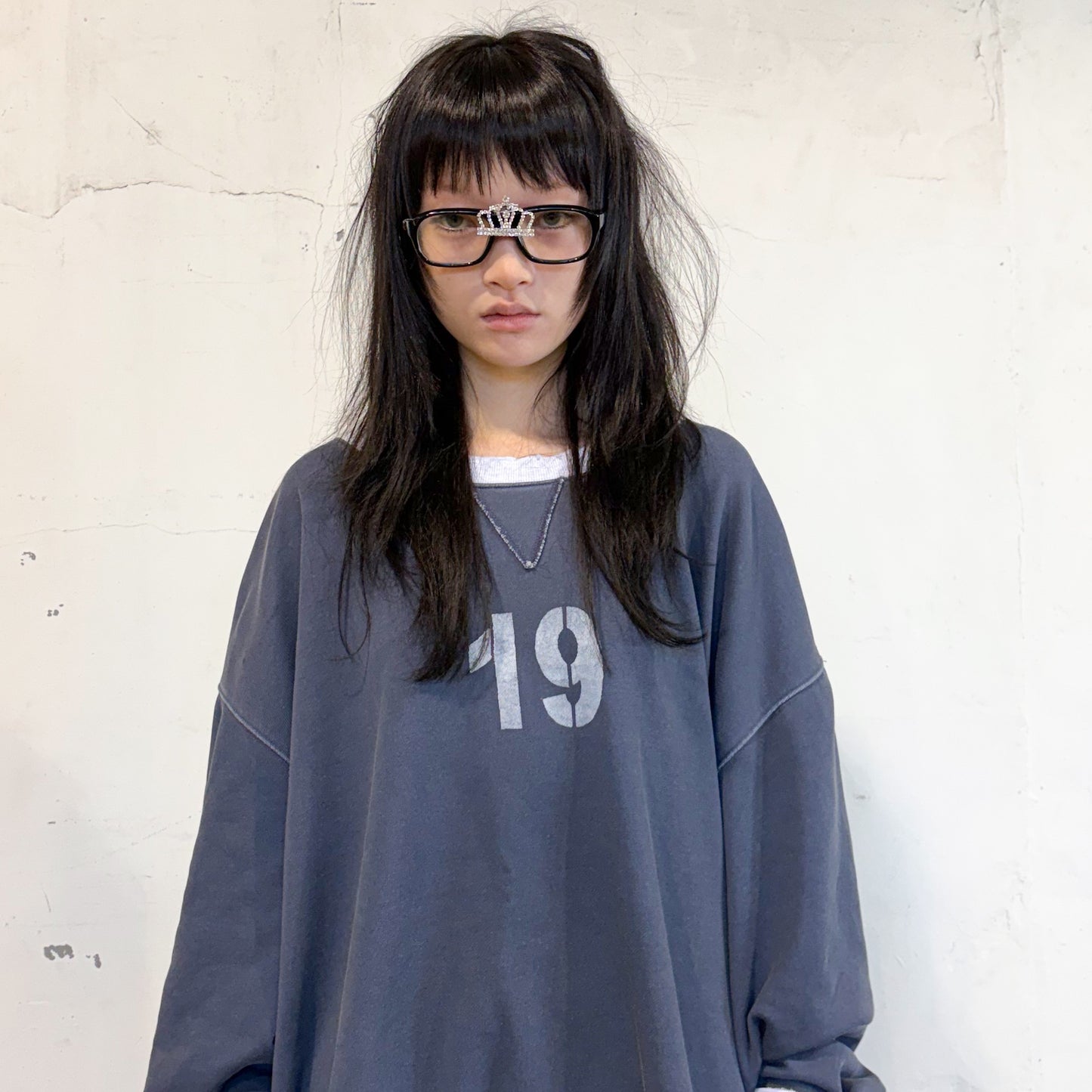 [F.E.E.S] number boxy MTM / navy / オーバーサイズスウェット