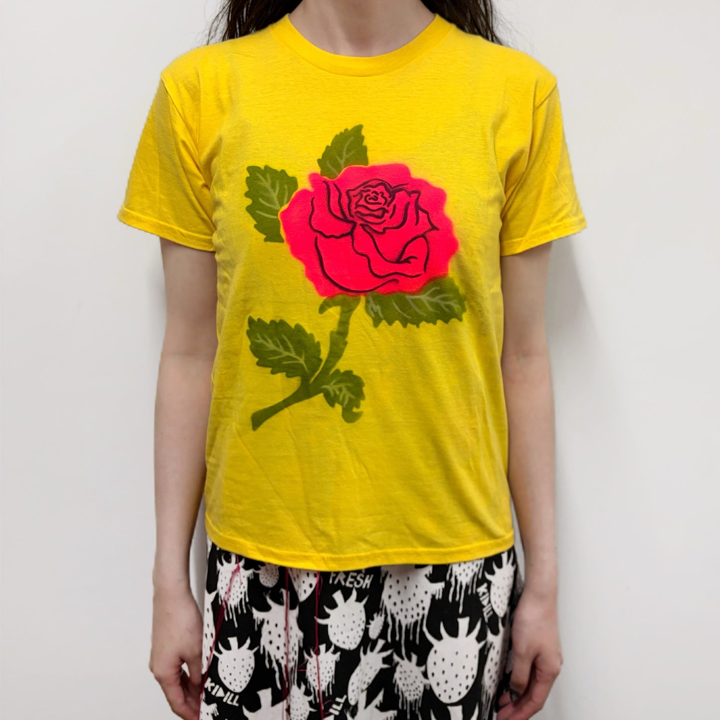 Yellow rose tee M / エアブラシTシャツ