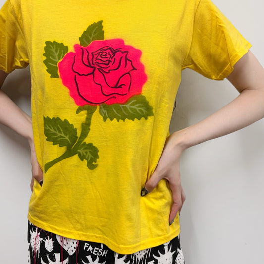 Yellow rose tee M / エアブラシTシャツ