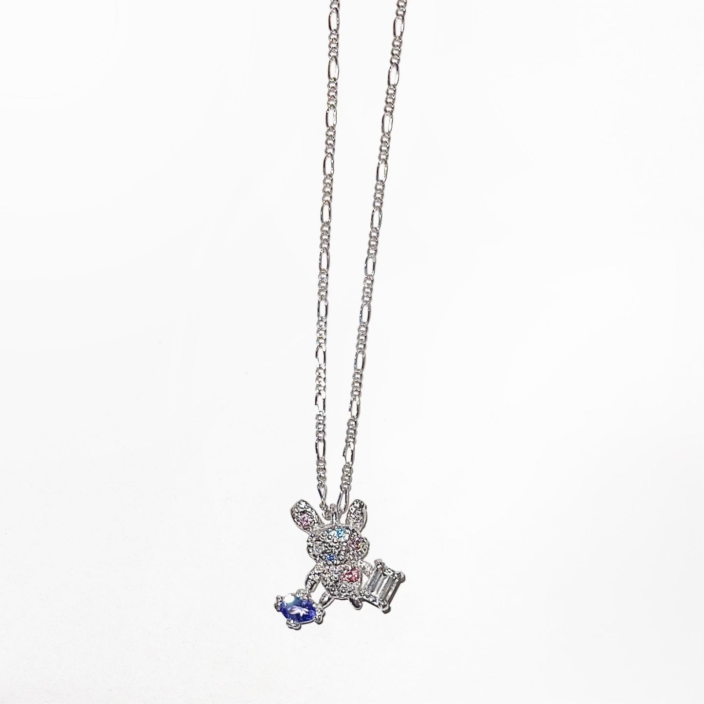 rabbit trunk necklace / zirconia x tanzanite x quartz / うさぎトランクネックレス