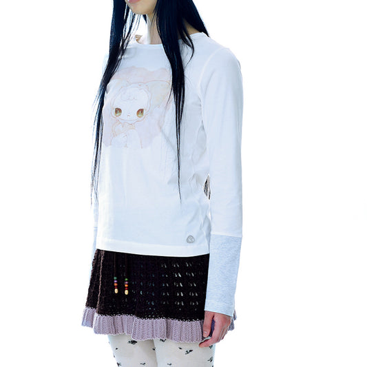 BLUSH LONGSLEEVES / IVORY / グラフィックプリントロングスリーブTシャツ