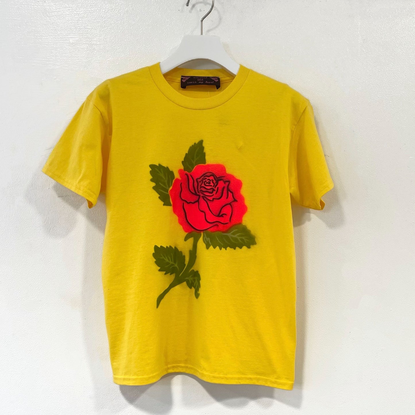 Yellow rose tee M / エアブラシTシャツ