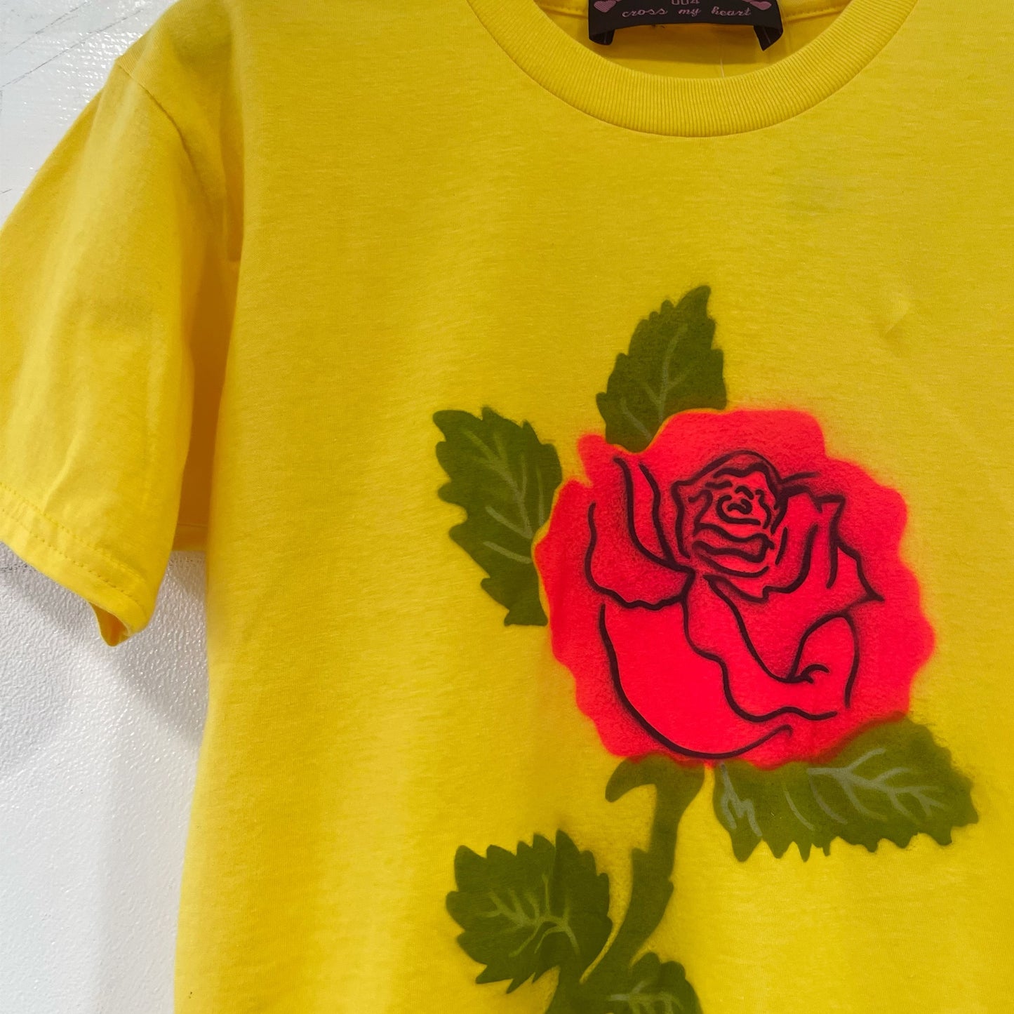 Yellow rose tee M / エアブラシTシャツ