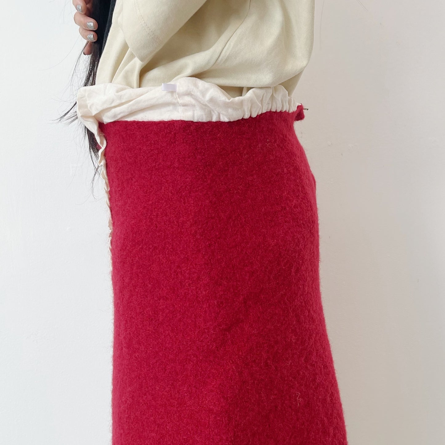 fulled skirt / red / 総裏縮絨スカート