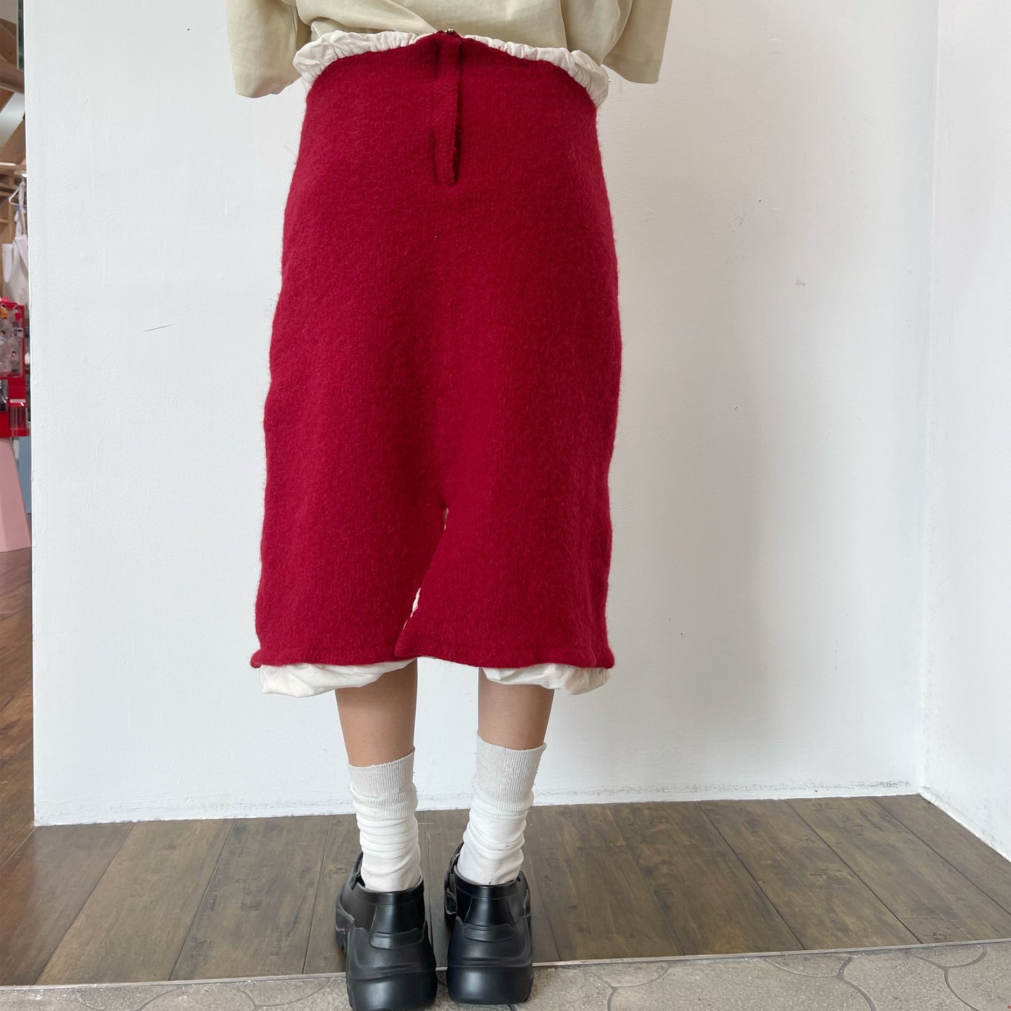 fulled skirt / red / 総裏縮絨スカート