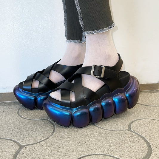 Bubble Cross Sandal / AURORA BLACK / バブルクロスサンダル