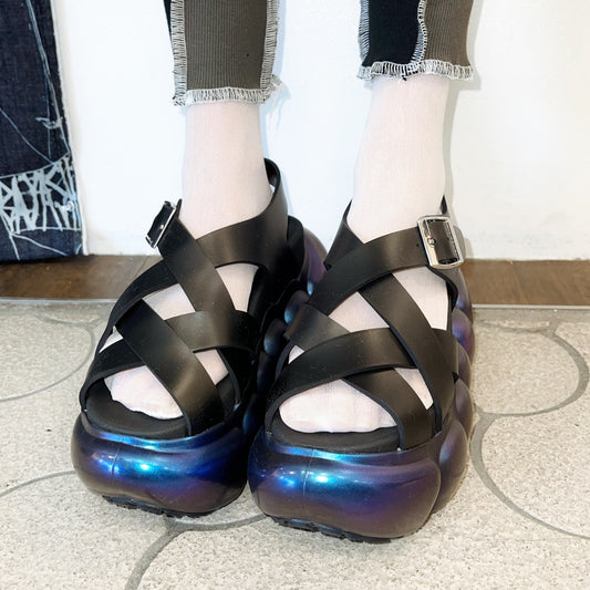 Bubble Cross Sandal / AURORA BLACK / バブルクロスサンダル